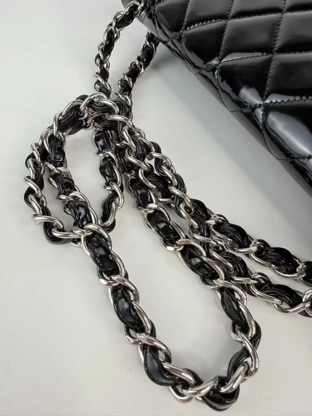 Chanel classic flag patent leather bag